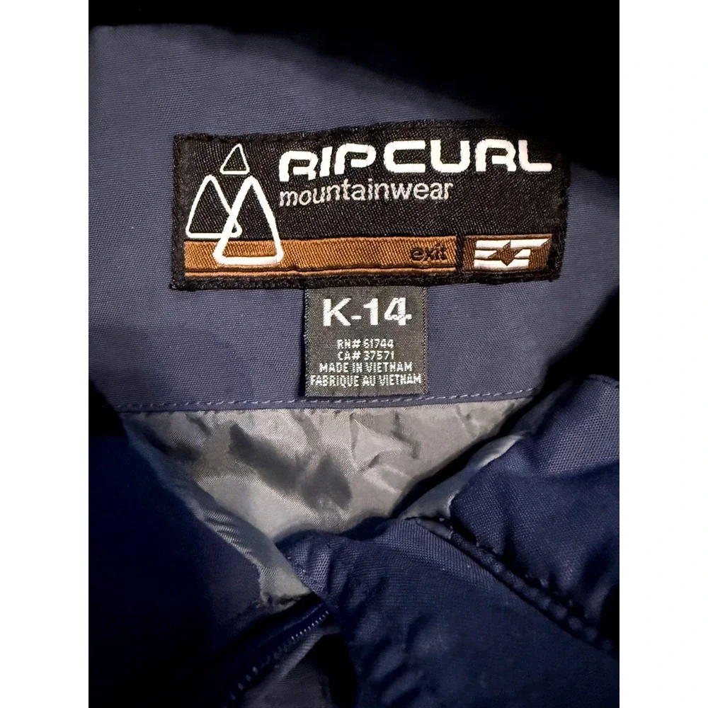 Rip Curl Mountainwear Unisex Kids Navy Grey Hooded Ski Jacket K-14 Seam Sealed